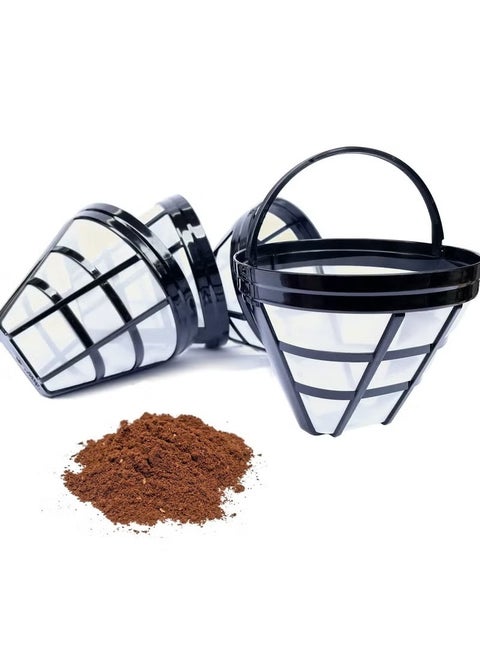 Reusable Coffee Filters, 4 Pack Coffee Machine Basket Cone Filters, Nylon Filters for Cuisinart/Ninja Coffee Machine Filters and Brewers, BPA Free, for Most 8-12 Cup Coffee Machine