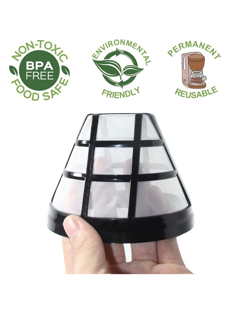 Reusable Coffee Filters, 4 Pack Coffee Machine Basket Cone Filters, Nylon Filters for Cuisinart/Ninja Coffee Machine Filters and Brewers, BPA Free, for Most 8-12 Cup Coffee Machine