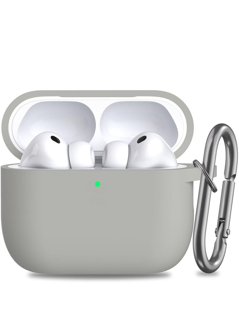 Denx Silicone Protective Case Cover for AirPods Pro 3 , Keychain for Women Men,Suitable for 3nd Generation Case（Gray）