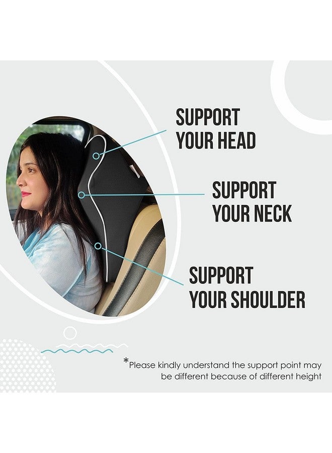 Nexllent Car Seat Headrest Neck Rest Pillow Cushion for All Cars- Ergonomic Car Neck Pillow Memory Foam Neck Support for Neck/Back Pain Relief Neck Rest Support Cushion (Black), Pack of 1 - Image 2