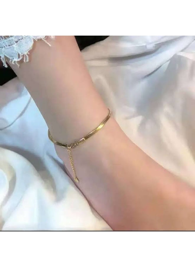 خلخال ظهر حية ستانلس أصلي مع سلسلة تطويل مقاوم للصدأ والتآكل انسيال للنساء اكسسوارات بنات - Image 4