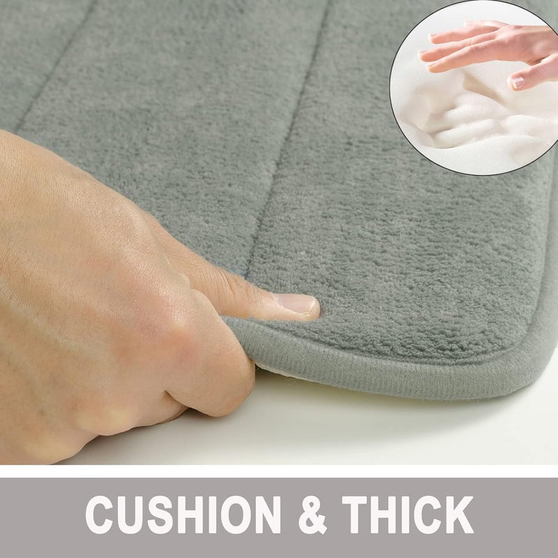 CHICHIC Memory Foam Bath Mat Rug for Bathroom, 16 x 24” Non Slip Bathroom Rugs Water Absorption Machine Wash Easier to Dry Bath Mat Thick Soft Shower Rug for Bathroom Floor, Tub and Shower, Gray Green - Image 2