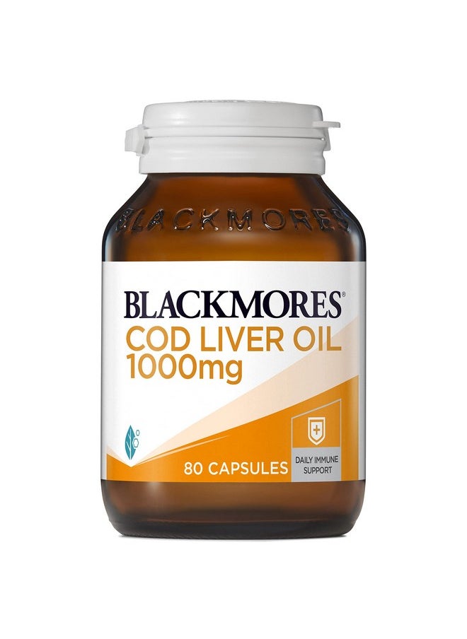Blackmores - Cod Liver Oil 1000 Mg 80 Capsules Vitamin A + Vitamin D + Omega3 Made In Australia - Image 1
