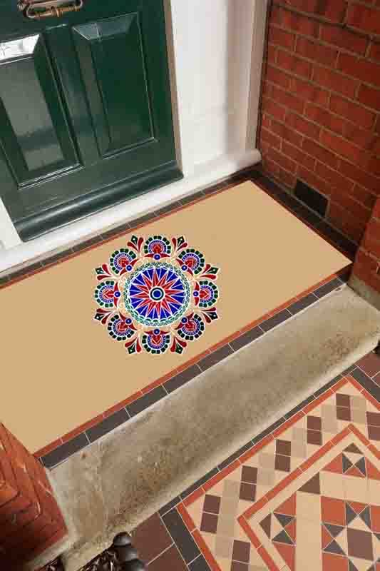 Rangoli Sticker kolam Sticker for Wall Tile Floor Wood Steel Sticker 15x15 inch 2PIC Multicolor Modal CB2  - Image 2