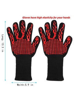 بيوينتي BBQ Gloves,1472℉(800℃) Extreme Heat Resistant Grill Gloves,14 inch Ultra-Long Wrist Cooking Gloves for Barbecue,Cooking  - Image 5