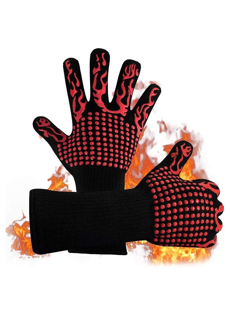 Beauenty BBQ Gloves,1472℉(800℃) Extreme Heat Resistant Grill Gloves,14 inch Ultra-Long Wrist Cooking Gloves for Barbecue,Cooking  - Image 1