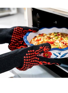 بيوينتي BBQ Gloves,1472℉(800℃) Extreme Heat Resistant Grill Gloves,14 inch Ultra-Long Wrist Cooking Gloves for Barbecue,Cooking  - Image 2