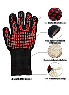 بيوينتي BBQ Gloves,1472℉(800℃) Extreme Heat Resistant Grill Gloves,14 inch Ultra-Long Wrist Cooking Gloves for Barbecue,Cooking  - Image 3
