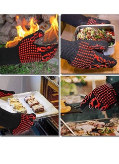 بيوينتي BBQ Gloves,1472℉(800℃) Extreme Heat Resistant Grill Gloves,14 inch Ultra-Long Wrist Cooking Gloves for Barbecue,Cooking  - Image 4