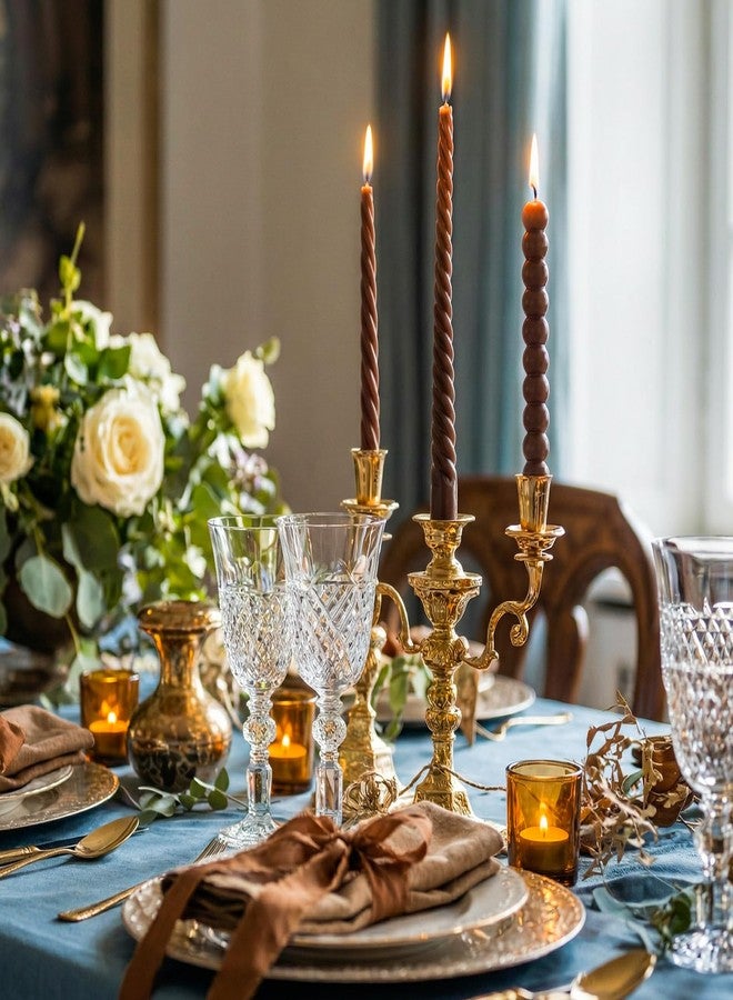 Conelist 10 Inch Brown Twisted Taper Candles Set of 6, Tall Unscented Smokeless Twisted Candlesticks for Wedding Holiday Birthday Home Party Decorations - Image 4