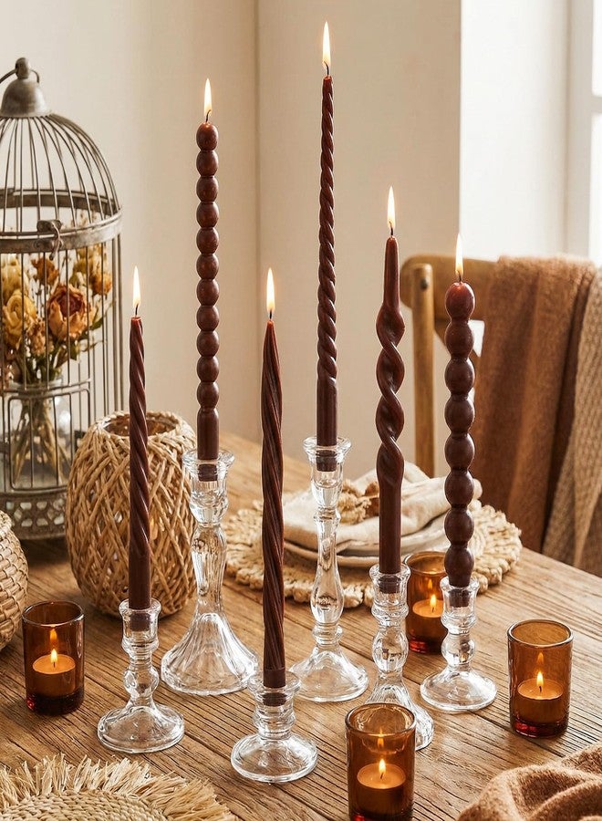 Conelist 10 Inch Brown Twisted Taper Candles Set of 6, Tall Unscented Smokeless Twisted Candlesticks for Wedding Holiday Birthday Home Party Decorations - Image 5