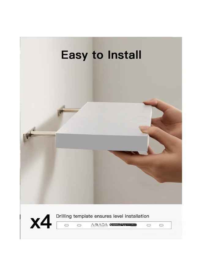 XiuWoo 4-Pack Wood Wall Mounted Floating Shelves, Rustic Display Shelves, Home Storage Rack, Hanging Shelf, Bathroom Organizer Shelf for Home, Office - Image 3