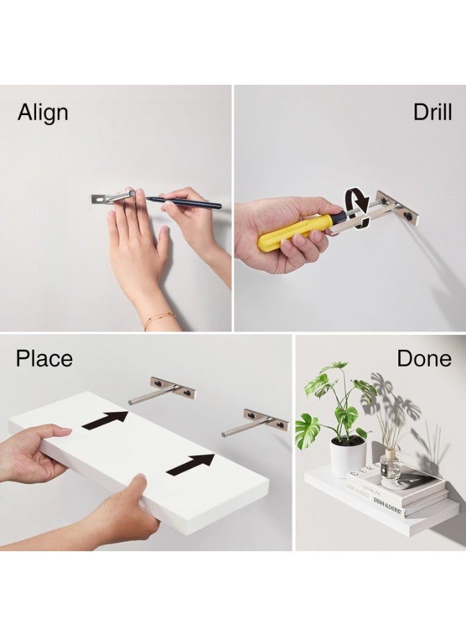 XiuWoo 4-Pack Wood Wall Mounted Floating Shelves, Rustic Display Shelves, Home Storage Rack, Hanging Shelf, Bathroom Organizer Shelf for Home, Office - Image 2