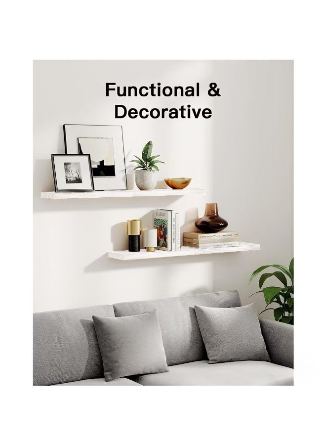 XiuWoo 4-Pack Wood Wall Mounted Floating Shelves, Rustic Display Shelves, Home Storage Rack, Hanging Shelf, Bathroom Organizer Shelf for Home, Office - Image 5