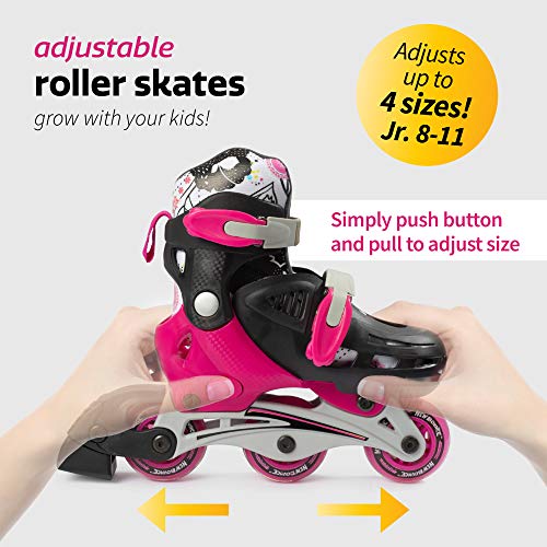 New Bounce Roller Skates for Little Kids - Shoe Size EU 28-31, US Kids Junior Size 8-11, 2-in-1 Roller Skates for Girls, Converts from Tri-Wheel to Inline Skates - Rollerskates for Beginners | Pink - Image 3