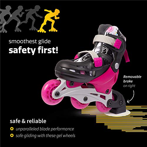 New Bounce Roller Skates for Little Kids - Shoe Size EU 28-31, US Kids Junior Size 8-11, 2-in-1 Roller Skates for Girls, Converts from Tri-Wheel to Inline Skates - Rollerskates for Beginners | Pink - Image 5
