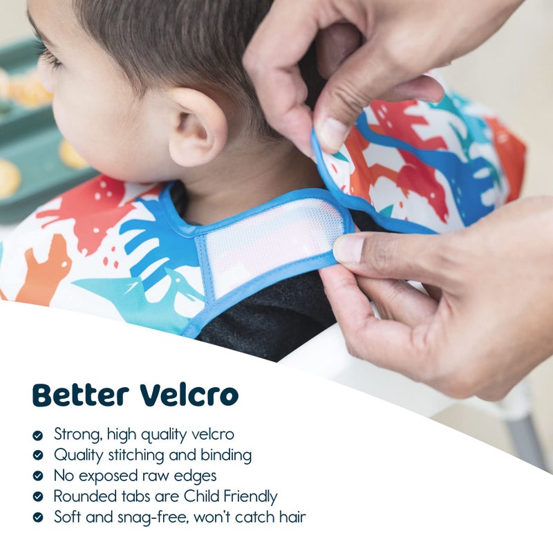 Tiny Twinkle Mess Proof Baby Bib, Cute Full Sleeve Bib Outfit, Waterproof Bibs for Toddlers, Machine Washable, Tug Proof Closure, Baby Smock for Eating, Long Sleeved (Ocean Life, Small 6-24 Months) - Image 3