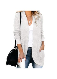 Generic Autumn And Winter New Cardigan Women's European And American Curved Placket Large Pocket Sweater Cardigan 
