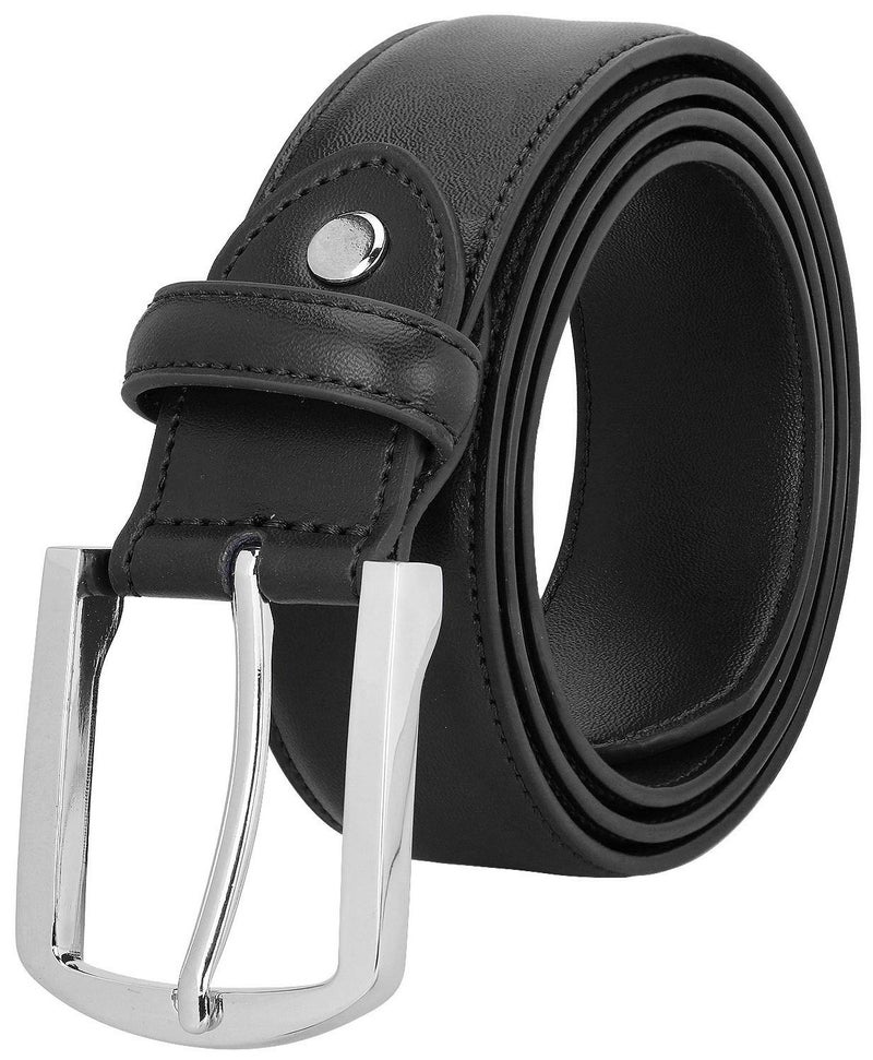 Falari Men Genuine Leather Casual Dress Belt With Single Prong Buckle 9028-BLK-40 - Image 1