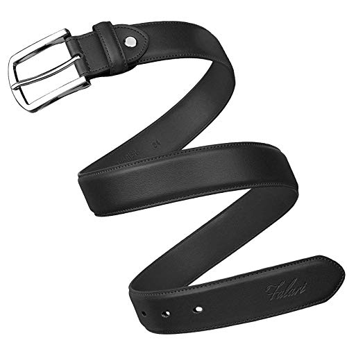 Falari Men Genuine Leather Casual Dress Belt With Single Prong Buckle 9028-BLK-40 - Image 3