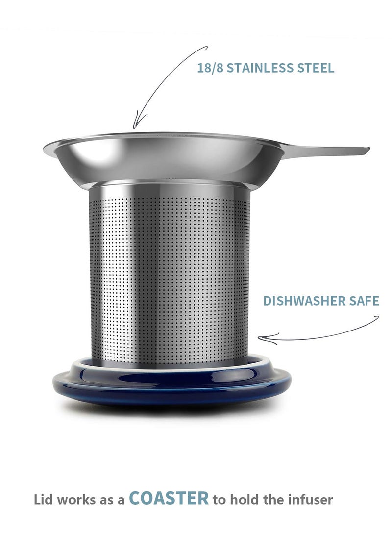 Sweese 20oz Porcelain Teacup with Infuser and Lid, Large Tea Mug for Loose Tea - Microwave and Dishwasher Safe, Insulated, Modern Design for Tea Lovers - Image 4