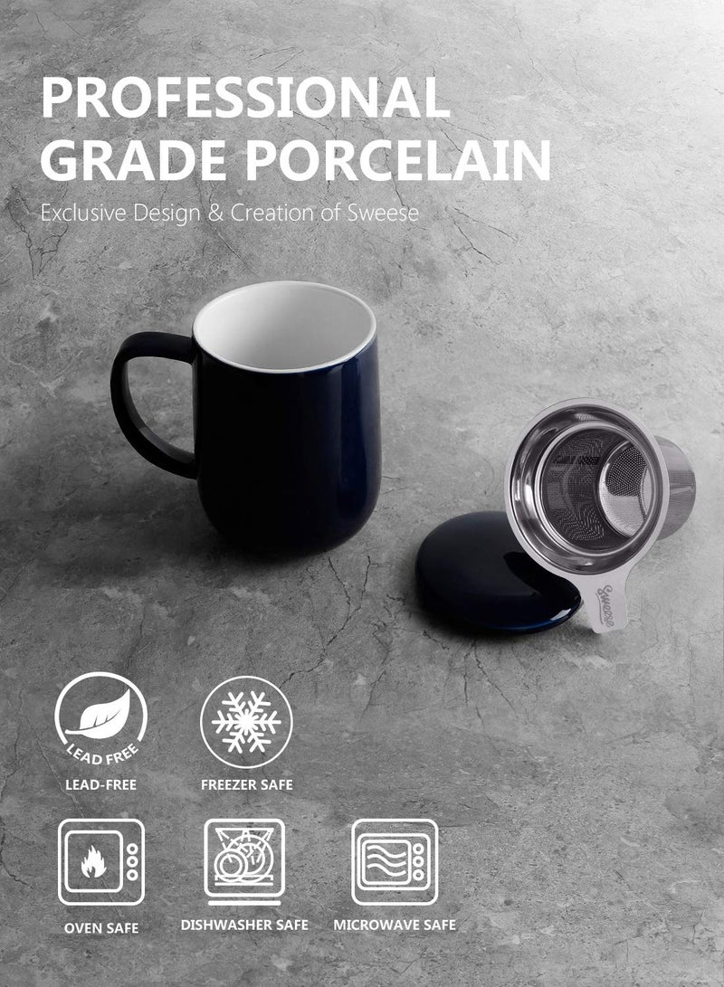 Sweese 20oz Porcelain Teacup with Infuser and Lid, Large Tea Mug for Loose Tea - Microwave and Dishwasher Safe, Insulated, Modern Design for Tea Lovers - Image 3