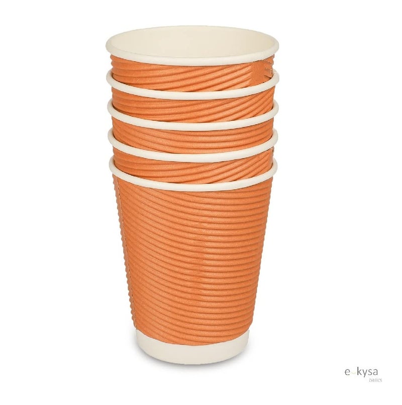 e kysa basics Ripple Paper Disposable TeaCoffee Cups Set of 25 pcs 240 ml Brown - Image 5