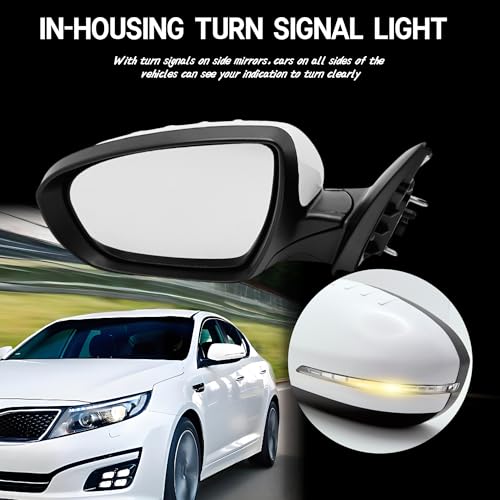 VMDCcdz Left Driver Side Mirror Compatible with 2014-2015 Kia Optima Rear View Mirror With In-housing Signal Light, Manual Folding Power Glass Heated White - Image 4