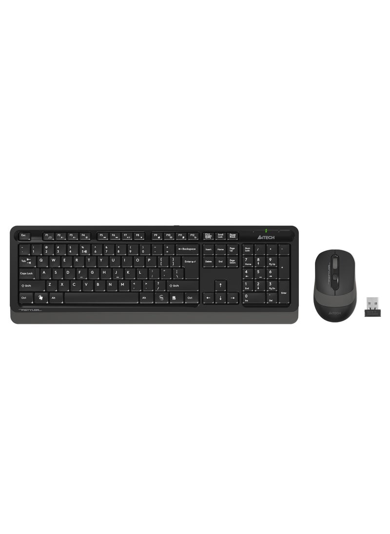 A4TECH 2.4G WIRELESS KEYBOARD MOUSE SET F-1010, 1200/1600/2000 DPI ADJUSTABLE, 12 FN HOTKEYS,FOR WINDOWS XP / VISTA / 7 / 8 / 8.1 / 10, GREY  - Image 1