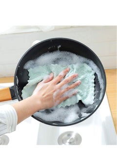 Generic Towels Dish Cloths 12 Pack Kitchen Cloth Dish, Premium Dishcloths, Super Absorbent Coral Velvet Dishtowels, Nonstick Oil Washable Fast Drying (Green-Grey)  - Image 1