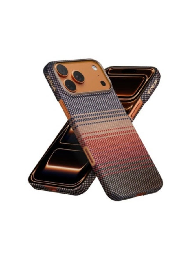 جراب بيتاكا لهاتف iPhone 17 Pro Max مقاس 6.9 بوصة مع زر للتحكم في الكاميرا، متوافق مع MagSafe، جراب فائق النحافة مع إحساس باللمس بدون غطاء، منسوج من الألياف، لون غروب الشمس - Image 1