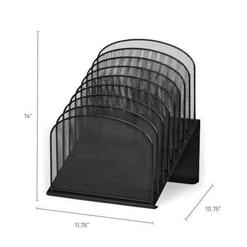 Safco Onyx Desk Organizer, 8 Tiered Vertical Compartments, Office and Classroom Mailbox , Paper and Mail Sorter, Steel Mesh, Black - Image 3