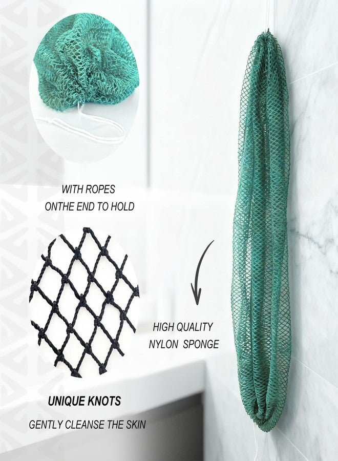 SPMKTBOZAI African Net Sponge Authentic, Loofah Exfoliating Body Scrubber Bath Sponge, African Exfoliating Net Sponge Back Scrubber Washcloth for Shower, Body Care Bathing Accessories (Mint Green) - Image 2