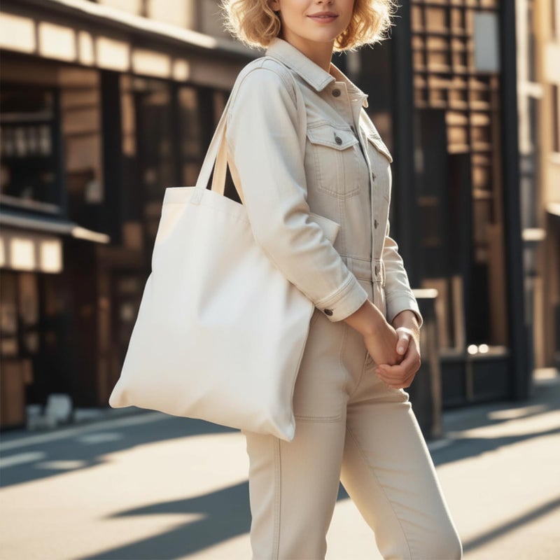 MOLOVA 1-200 Pack Available Premium Canvas Reusable Tote Gift Bags,Made of Natural Canvas with Handle,Work,DIY,Shopping(1 Pack) - Image 3