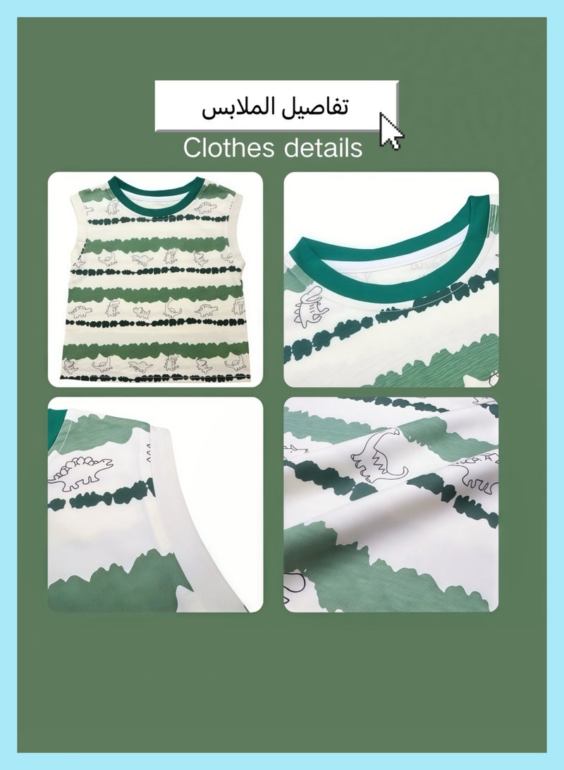 Short-sleeved T-shirts, sleeveless wide-shouldered separate shorts, sporty and casual outerwear with cartoons  - Image 2