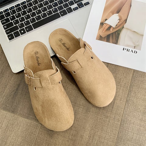 2024 Spring And Thick-Soled Half-Slip Retro Niche Lazy Outer Wear Men'S And Women'S Slip-On Toe-Cap Slippers