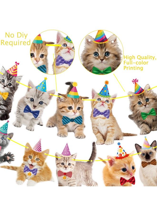 umoni Cat Birthday Banner Decorations Kitten Birthday Party Decorations Supplies Gold Glitter Cat Happy Birthday Banner Decorations For Pet Kitten Theme Birthday Party Bunting Decorations Supplies - Image 5