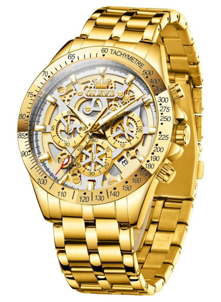 أوليفز ساعة OLEVS رجالية مجوفة من الفولاذ المقاوم للصدأ مقاومة للماء ومضيئة 9913 - Image 1