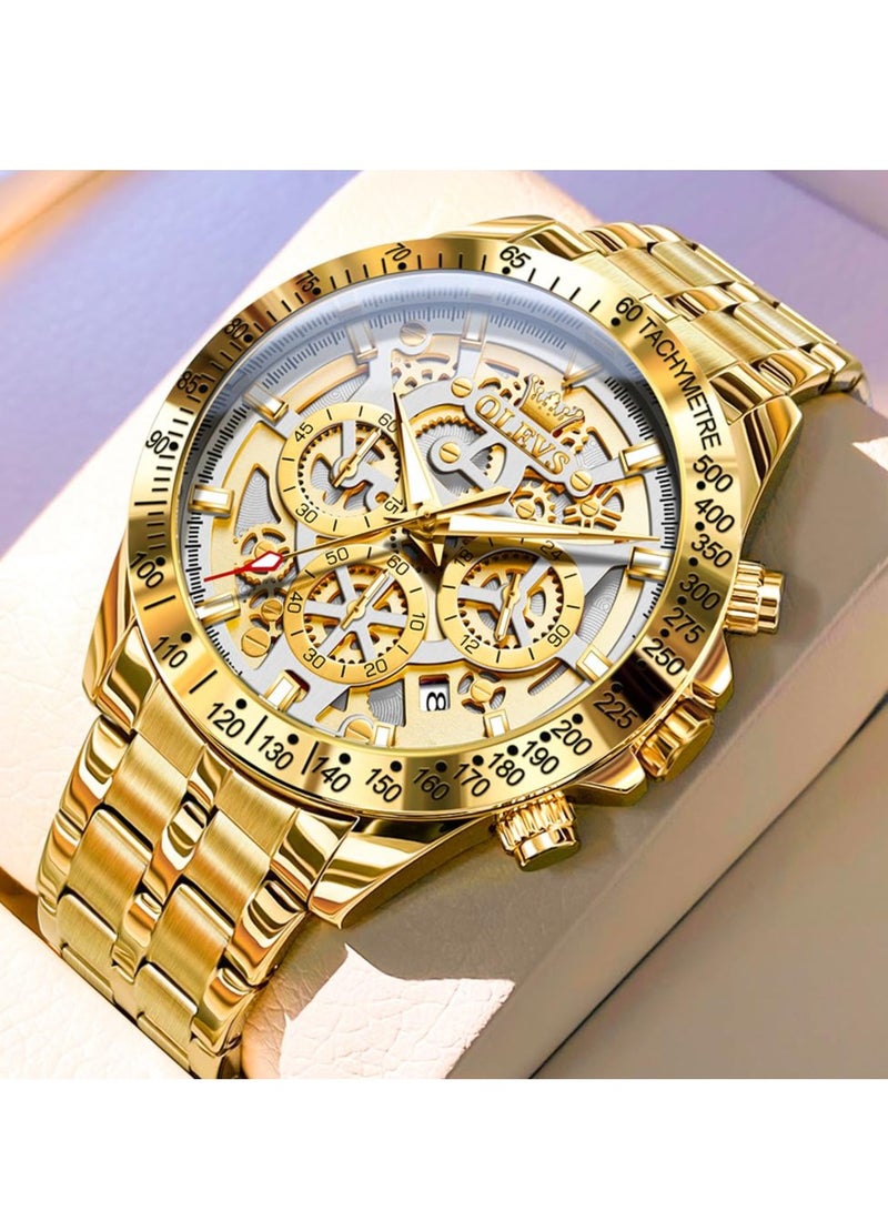 أوليفز ساعة OLEVS رجالية مجوفة من الفولاذ المقاوم للصدأ مقاومة للماء ومضيئة 9913 - Image 2