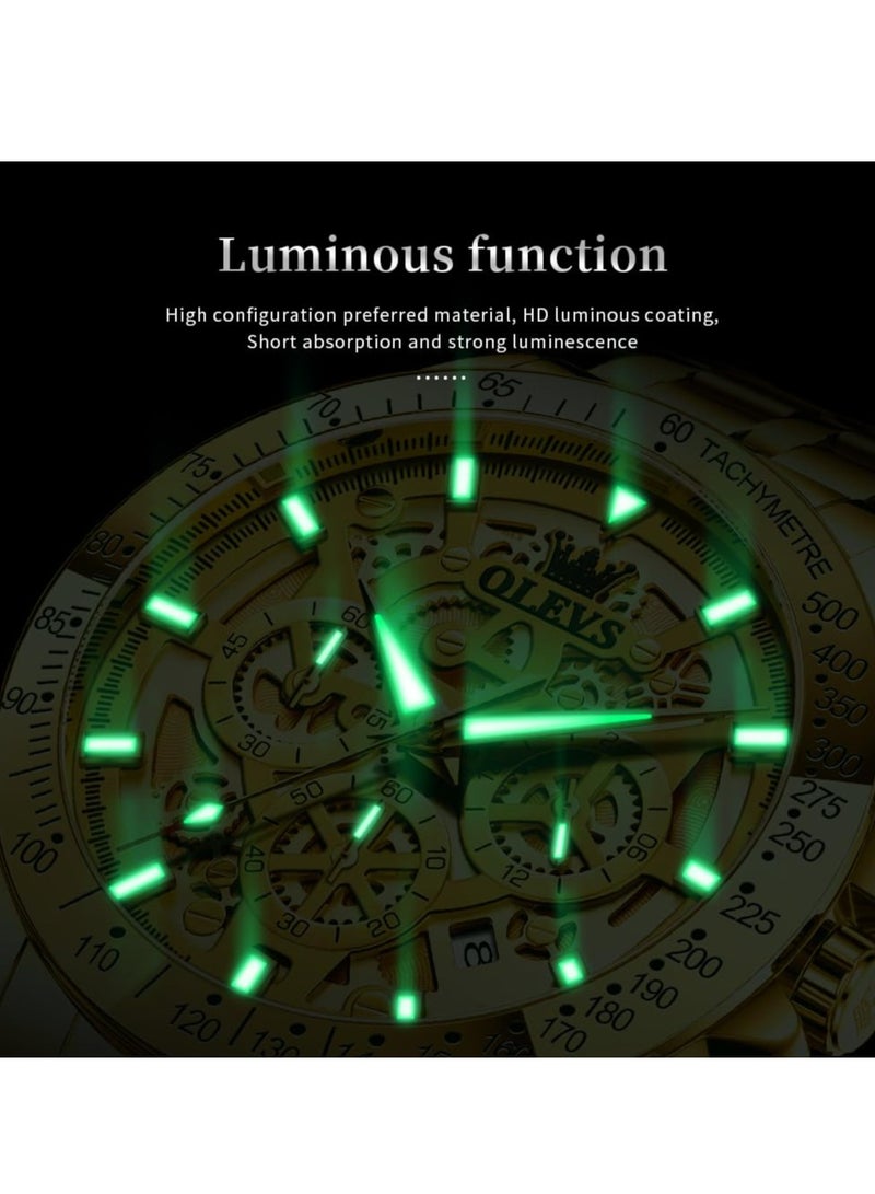 أوليفز ساعة OLEVS رجالية مجوفة من الفولاذ المقاوم للصدأ مقاومة للماء ومضيئة 9913 - Image 4