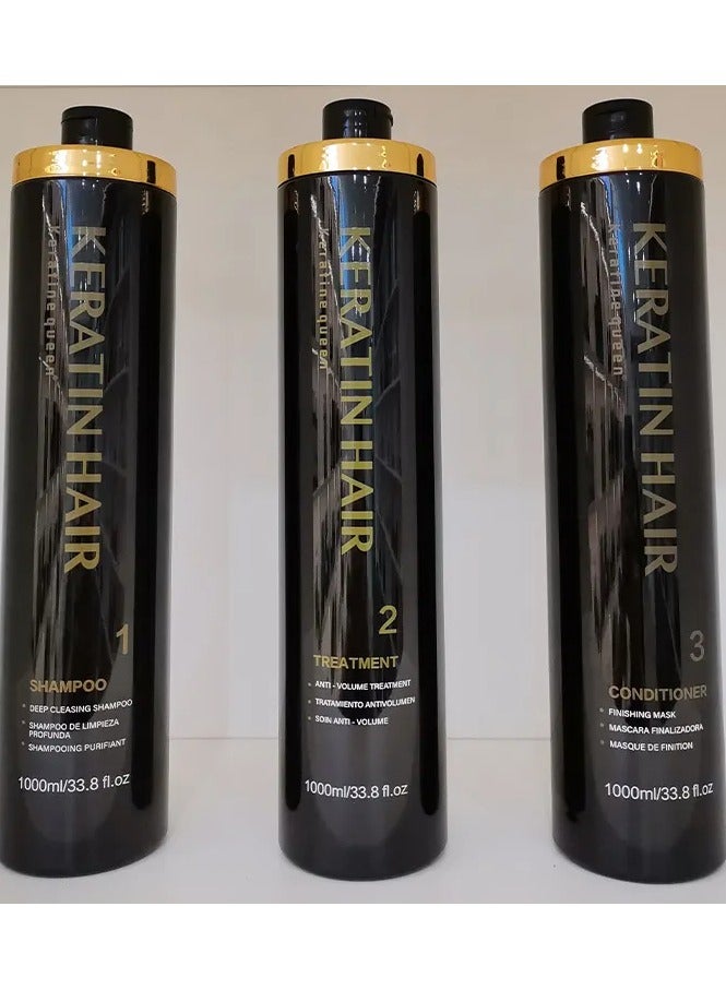 كيراتين كوين مجموعة بلسم شامبو احترافي لتنعيم الكيراتين وعلاج تمليس الشعر - Image 1
