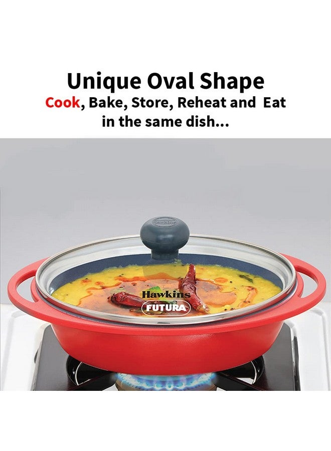 هوكينز طاجن هوكينز صغير سعة 0.75 لتر مع غطاء زجاجي، مقلاة بيضاوية الشكل مصبوبة للطهي والتسخين والتقديم والتخزين، لون رمادي (DCG75G) - Image 4