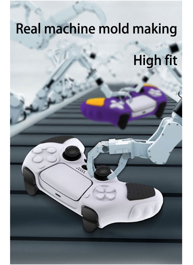 Colorskin - Anti-Slip PS5 Controller Skin Soft Thicken Non-Slip Studded Silicone Gel Grip Protective Cover Case for Playstation 5 Controller Grip with A Sticker and 2 x Thumb Grip Caps Silicone Set Black/White - Image 1