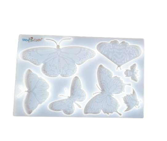 Ditya Crafts Butterfly MoldMini Butterfly Mold for Resin Chocolate MouldMold for DIY Sugar Cake Decorating7 Different Designs in 1 Mold