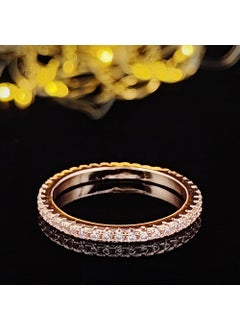 Luxury Full Diamond Zirconia Ring for Women Unique Style Copper Material Geometric Design Fashionable Accessory R1090A rose gold