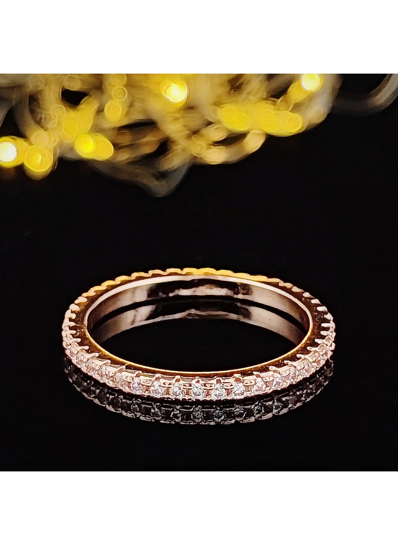 Generic - Luxury Full Diamond Zirconia Ring for Women Unique Style Copper Material Geometric Design Fashionable Accessory R1090A rose gold - Image 1