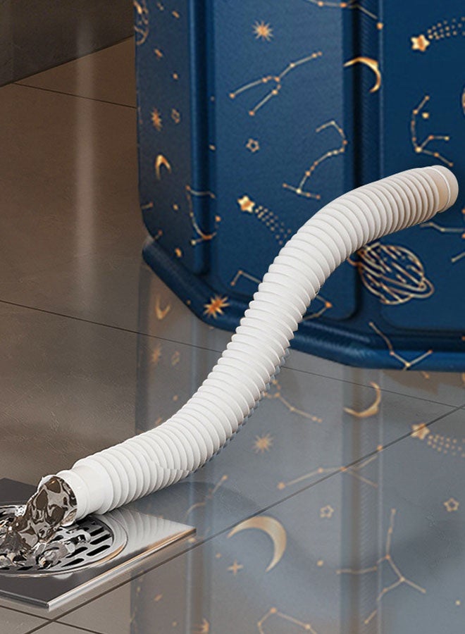 Hanayo Foldable Bathtub Freestanding Soaking Bathing Tub for Shower Stall Separate Family Bathroom SPA Tub for Adult Hot & Cold Soaks Sauna and SPA Bathing(Blue) - Image 5