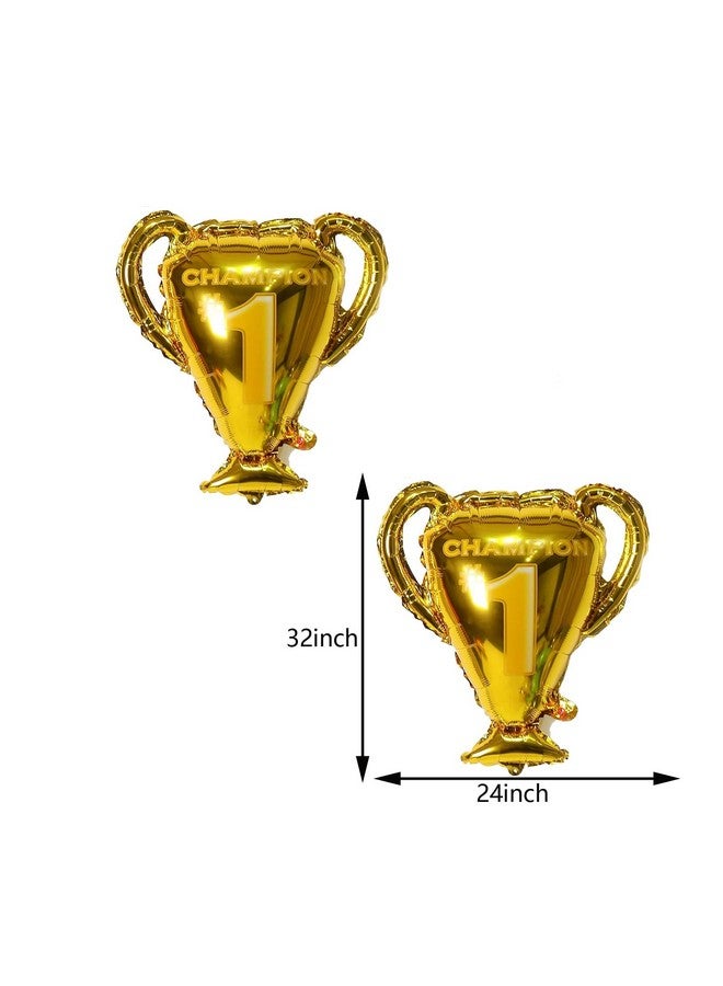 RS 10PCS Championship Trophy and Soccer Foil Balloons Set for Birthday, Baby Shower, Wedding Anniversary, Soccer Themed Party Decoration - Image 2
