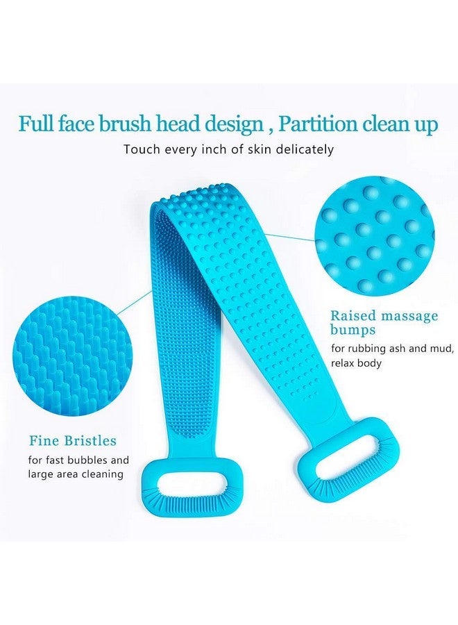 CLOMANA® Silicone Body Back Scrubber, Double Side Bathing Brush for Skin Deep Cleaning Massage, Dead Skin Removal Exfoliating Belt for Shower, Easy to Clean, Lathers Well for Men & Women (Multicolor) - Image 3