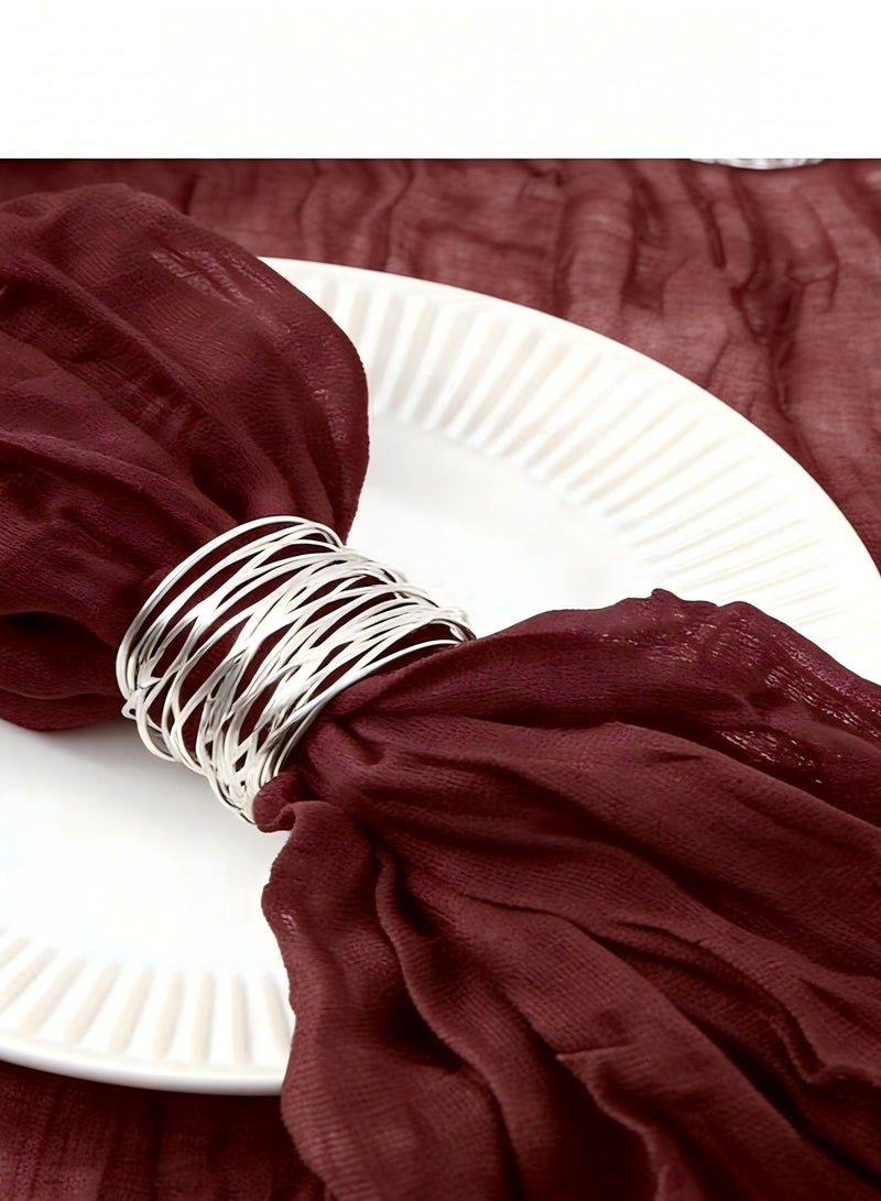 12 Pcs Burgundy Cheesecloth Napkins, 50*50cm Cloth Napkin Washable, Soft Cotton Gauze Dinner Table Napkins Bulk for Eid, Weddings,Bridal,Baby Shower,Candlelight Dinner Party - Image 5